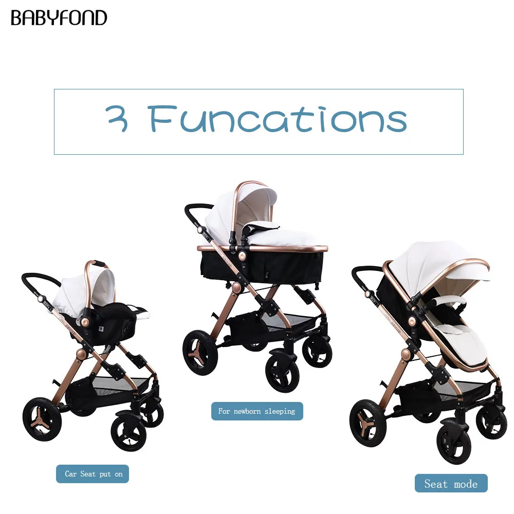 Newborn Luxury 3 in 1 Baby Stroller High Landscape Carriage 2