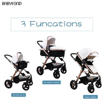 On Sales ! EU No TAX ! Newborn Luxury 3 in 1 Baby Stroller High Landscape Carriage Can Sit Reclining Shock Absorber Pram 2