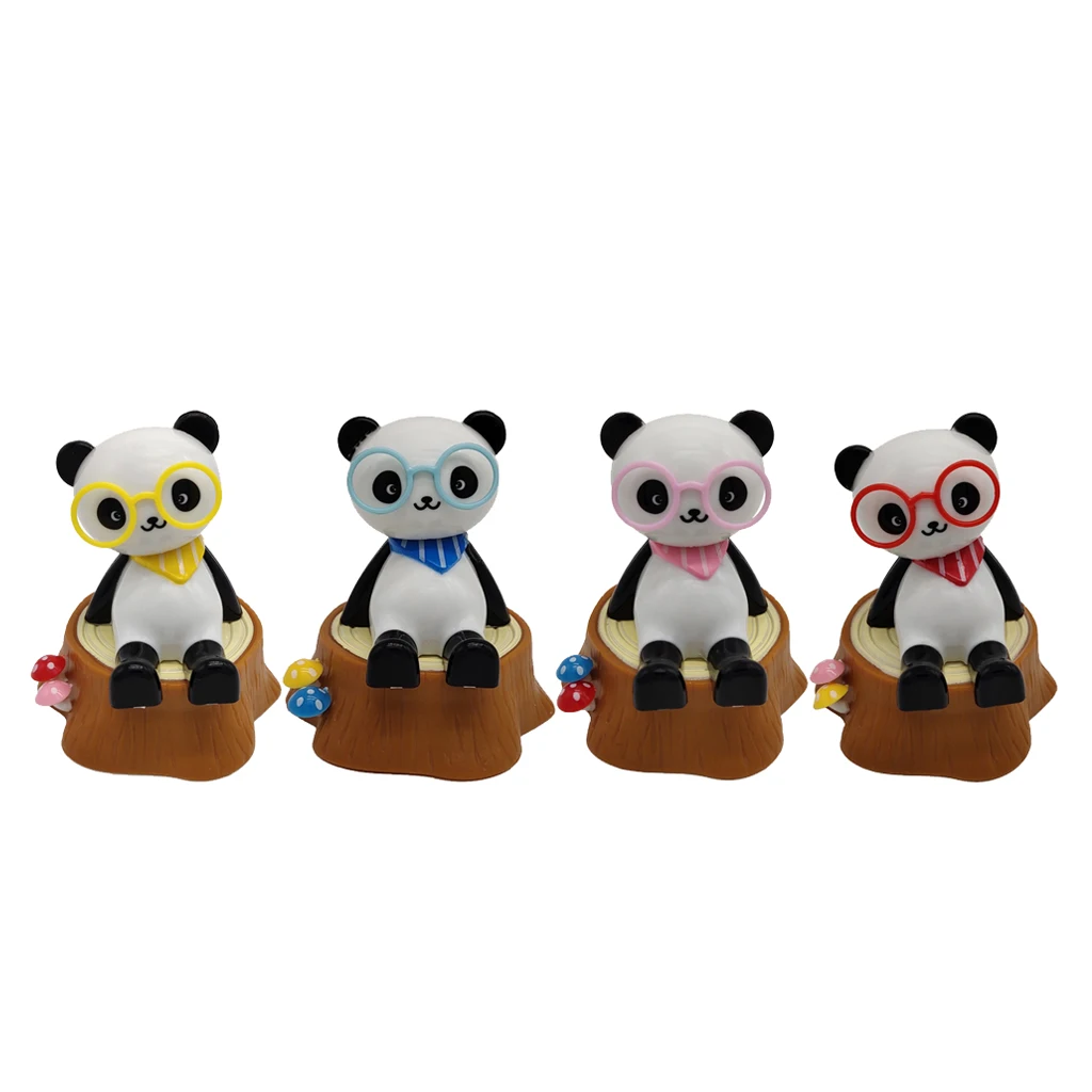 Cute Solar  Panda in Box Swing Hand Flapping Motion Animated Figures Toys 