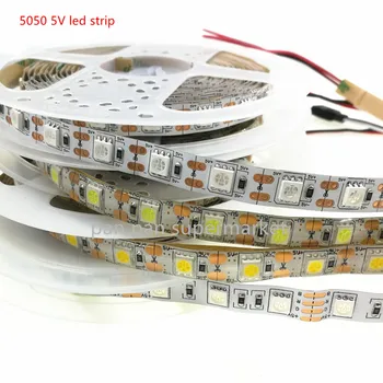 

DC5 Volt USB Interface LED Adhesive Tape SMD 5050 Strip Light Lamp 50CM 1M 2M 3M 4M 5M 60leds/m TV Desk Lights Warm white Red