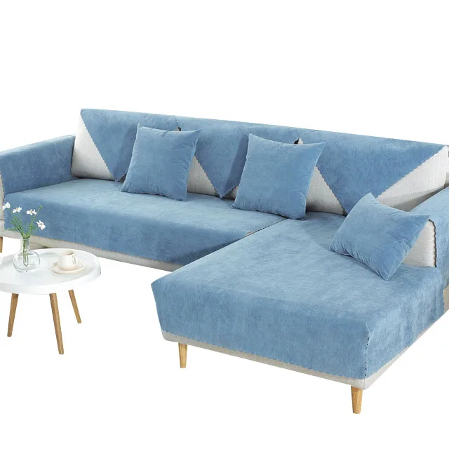 Royal blue Водонепроницаемый и мягкий флисовый чехол для дивана в европейском стиле, угловой чехол для дивана, чехол для дивана в гостиную - Цвет: Royal blue