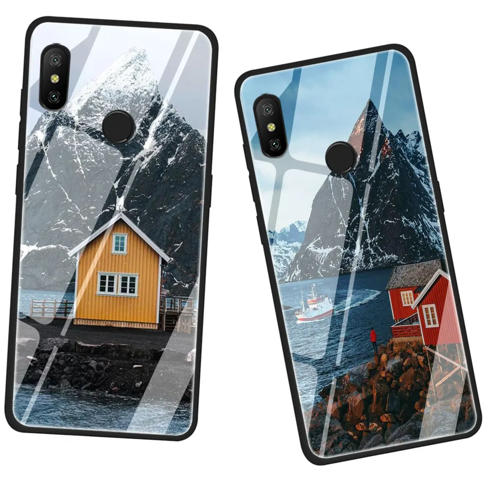 Норвегия дом закаленное Стекло крышка чехол для xiao Mi 8 Lite A1 A2 9 Redmi Note 5 6 7 Pro 6A 4X F1