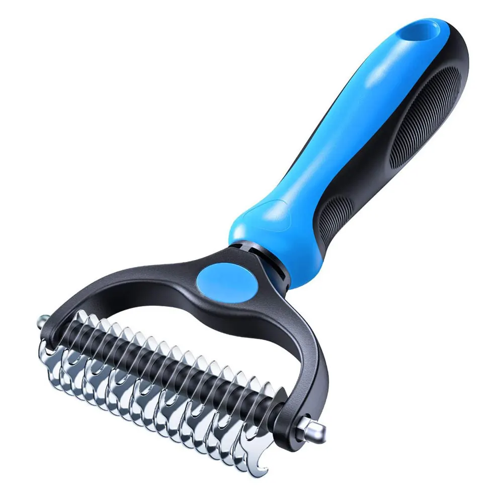 

Pet 2 Sided Professional Demattiong Hair Shedding Comb Dog Cat Grooming Tool for Fur Removal Knot Brush