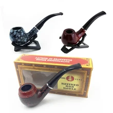 Baru Gaya Tradisional Ebony Alami Buatan Tangan Tembakau Pipa Kurva Bulat Pas Tabung Merokok Shisha Hookah(China)