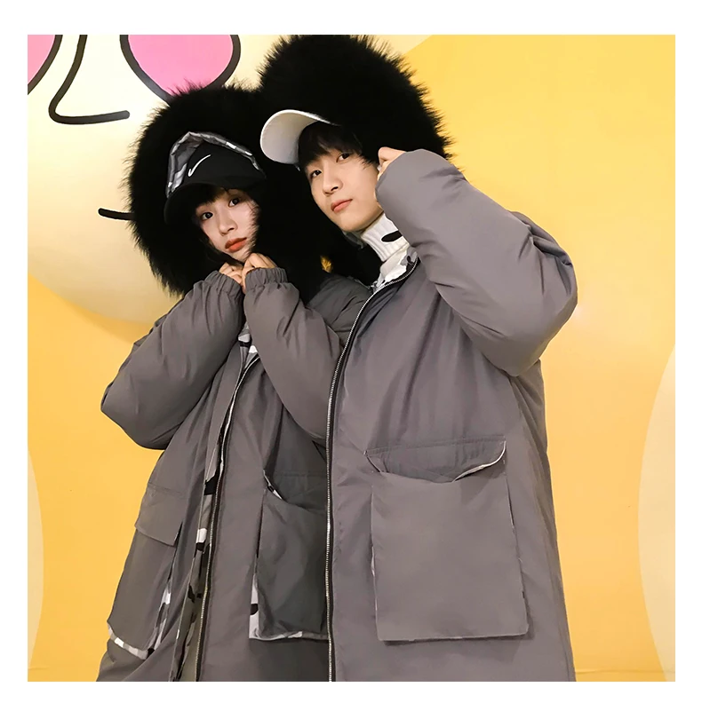 Solid Color Winter New Style Mid-length Casual Fashion Comfortable Loose-Fit with Cotton-padded Clothes Hooded with Model F
