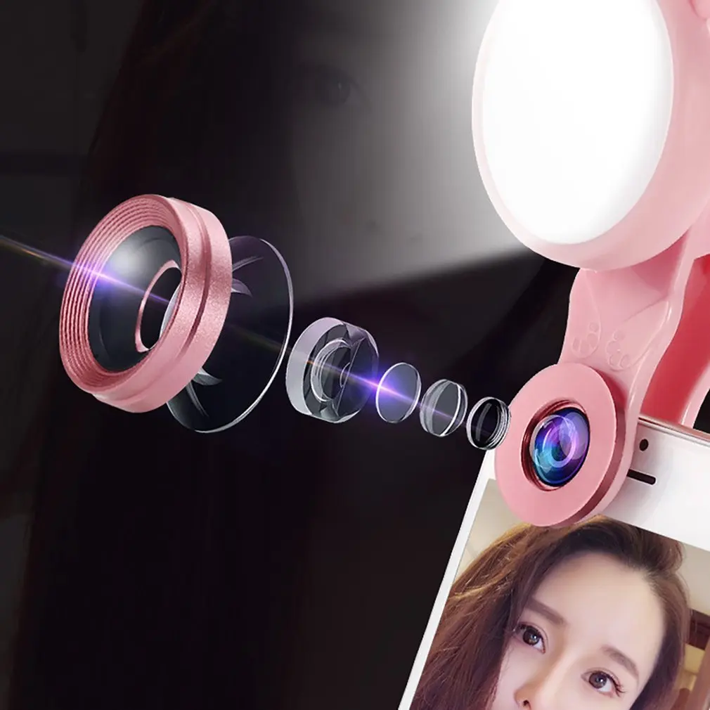 phone lens Led Self-timer Light Artifact Live Wide-angle Usb Charging Flash Light mobile phone lens
