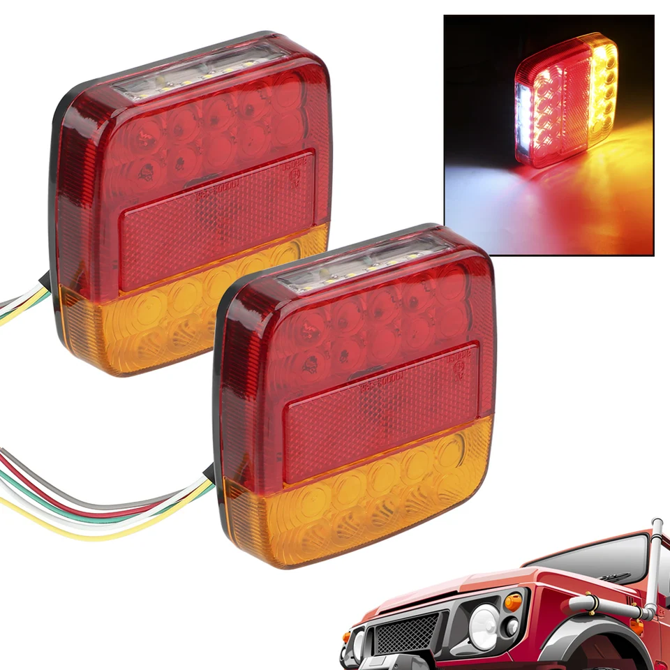 2 Stuks 12V 24V Vrachtwagen Trailer Dynamische Turn Licht Reverse Stop Signaal Ronde Achterlichten Tractor Rv Van sequentiële Richtingaanwijzer Lampen  34