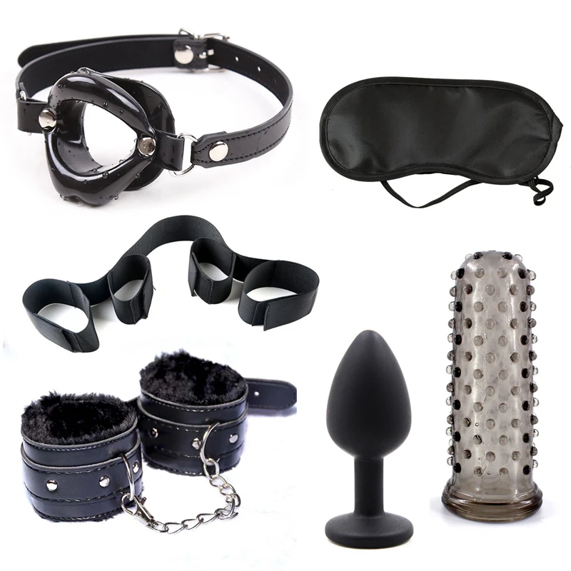Секс-игрушки для пар наручники повязка на глаза кляп рот Анальная пробка набор