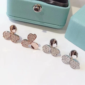 

Hot Sale Zircons Clover Earrings for Women Valentine GIFT Original LOGO 1:1 S925 Sterling Silver Brand Jewelry GIFT