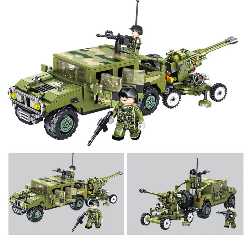 

Building Blocks Peace Mission Series 636007 Military Vehicle Air Defense Artillery WW2 479Pcs Model DIY Toys For Children