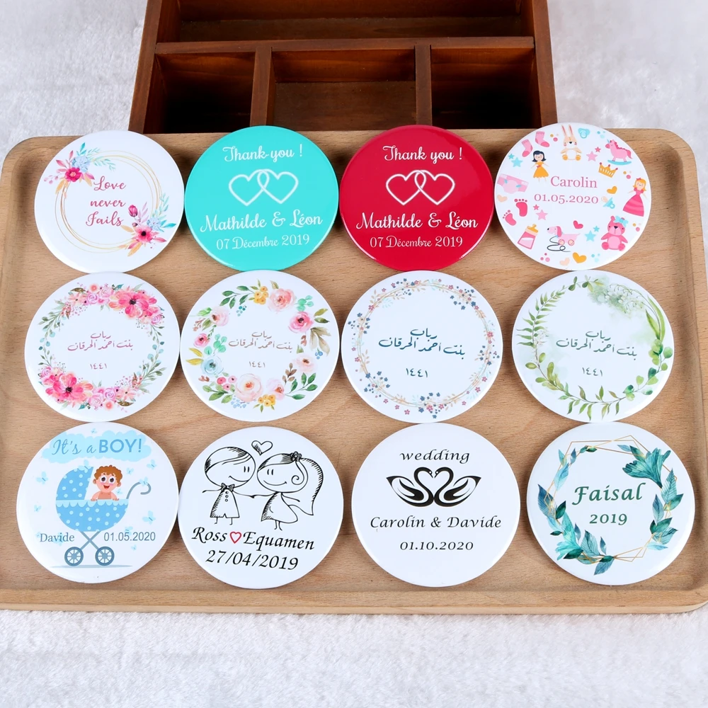 

30pcs Personalized name date Customized logo photo Make Up Mirror Bridal Shower Gifts wedding favors and gifts wedding souvenir