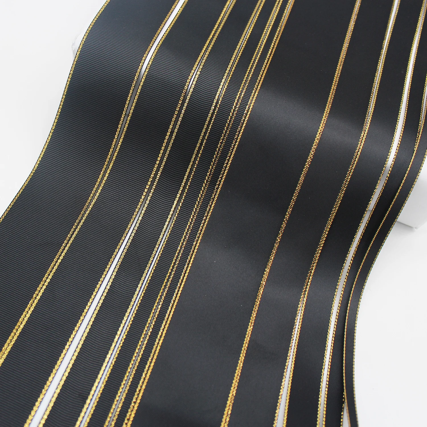 Black Gold Edge Velvet Ribbon - 11 Yard Roll, Black Gold Edge