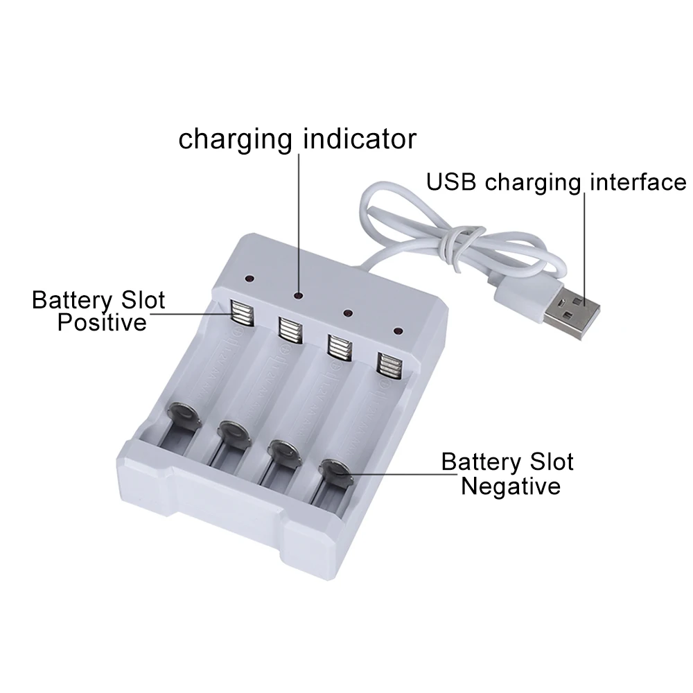 USB Output 4 Slots Fast Charging Battery Charger Short Circuit Protection AAA /AA Rechargeable Battery Charging Station