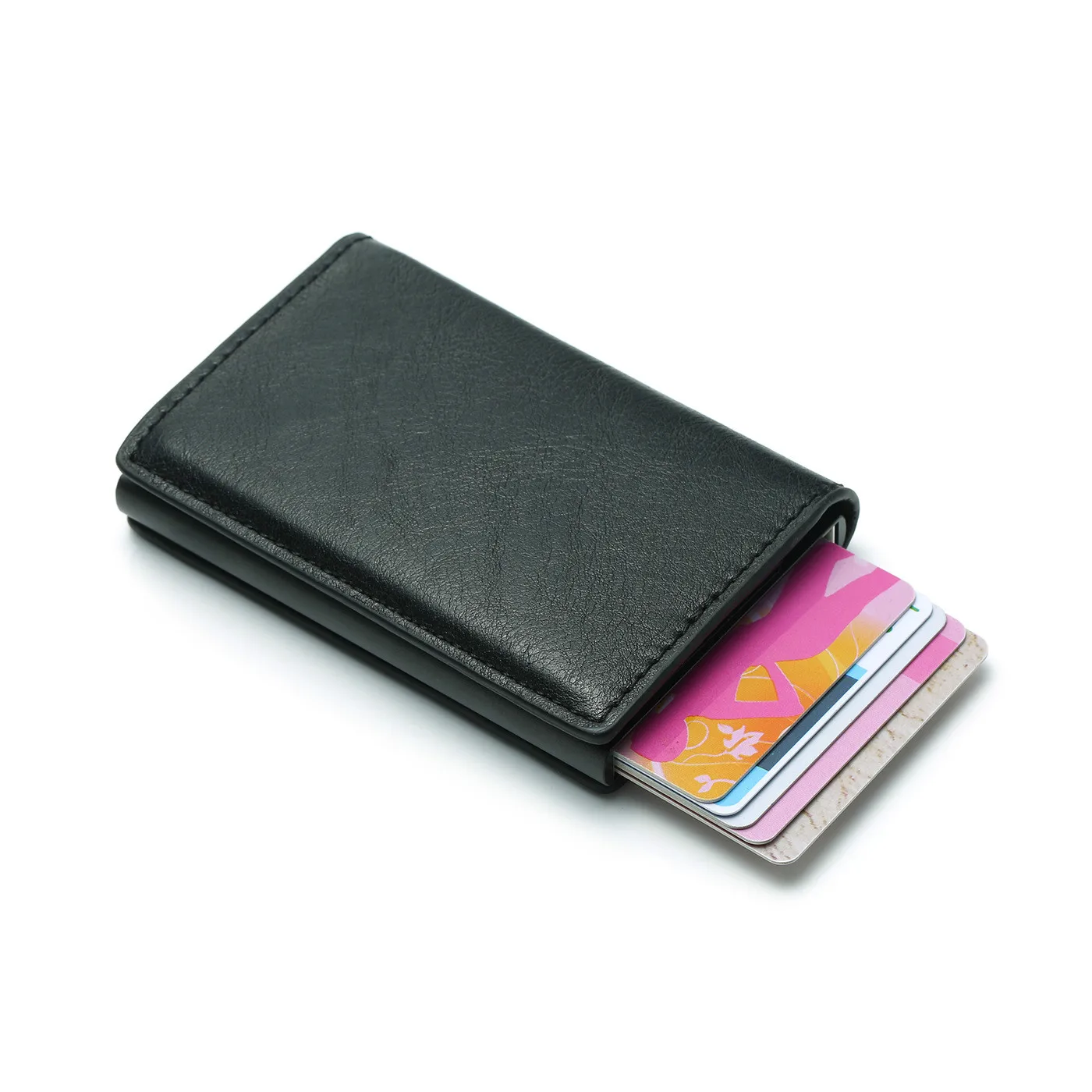 Bycobecy держатель для кредитных карт для мужчин и женщин металлический RFID винтажный алюминиевый ящик искусственная кожа Crazy Horse кошелек для карт дропшиппинг - Цвет: Blue 9810