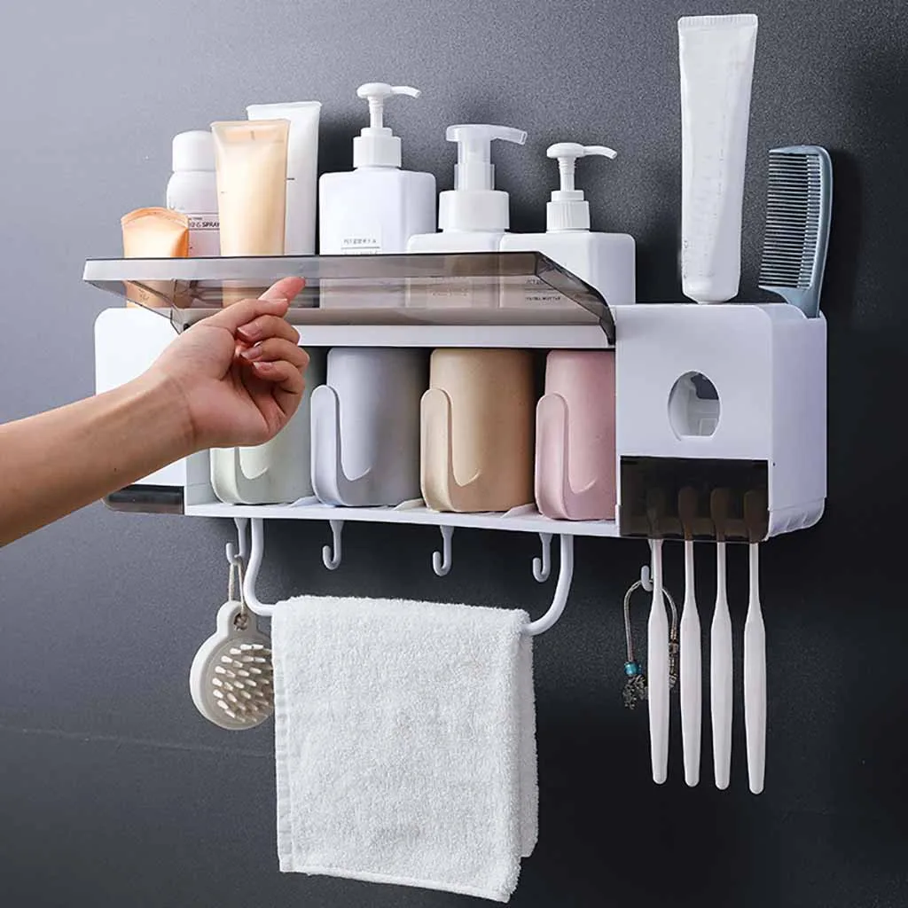 Toothbrush Holder Toothpaste Squeezer Dispenser Bathroom Accessories Sets 5 Pcs Bathroom Storage Box Case Household Items - Aliexpress Home & Garden