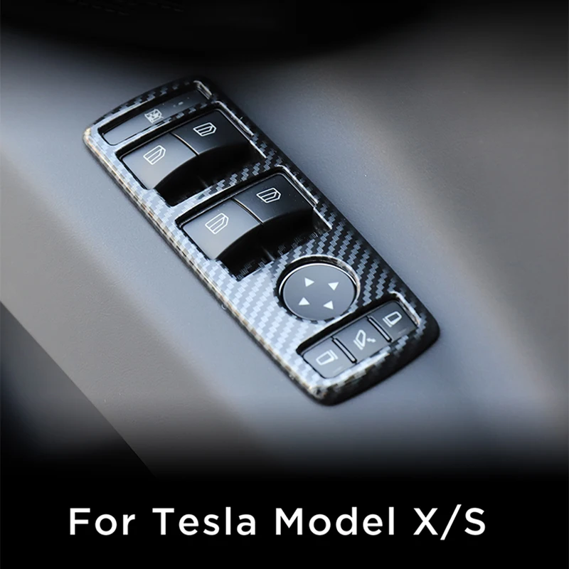 ABS углеродное волокно стеклоподъемная панель для Tesla модель X S- Автомобильный Дверной замок декоративная рама интерьер