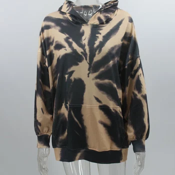 

Autumn Tie Dye Pocket Women's Hoodies Dropped Shoulder Hooded Long Sleeve Female Sweatshirts Streetwear Casual Ladies Pullover