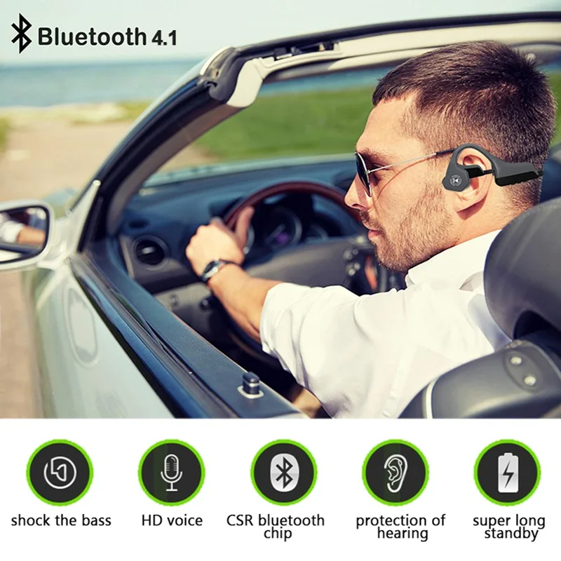 VTIN V8 костяная проводимость беспроводные Bluetooth наушники IPX5 Водонепроницаемый Спорт на открытом воздухе гарнитура с микрофоном громкой связи гарнитуры
