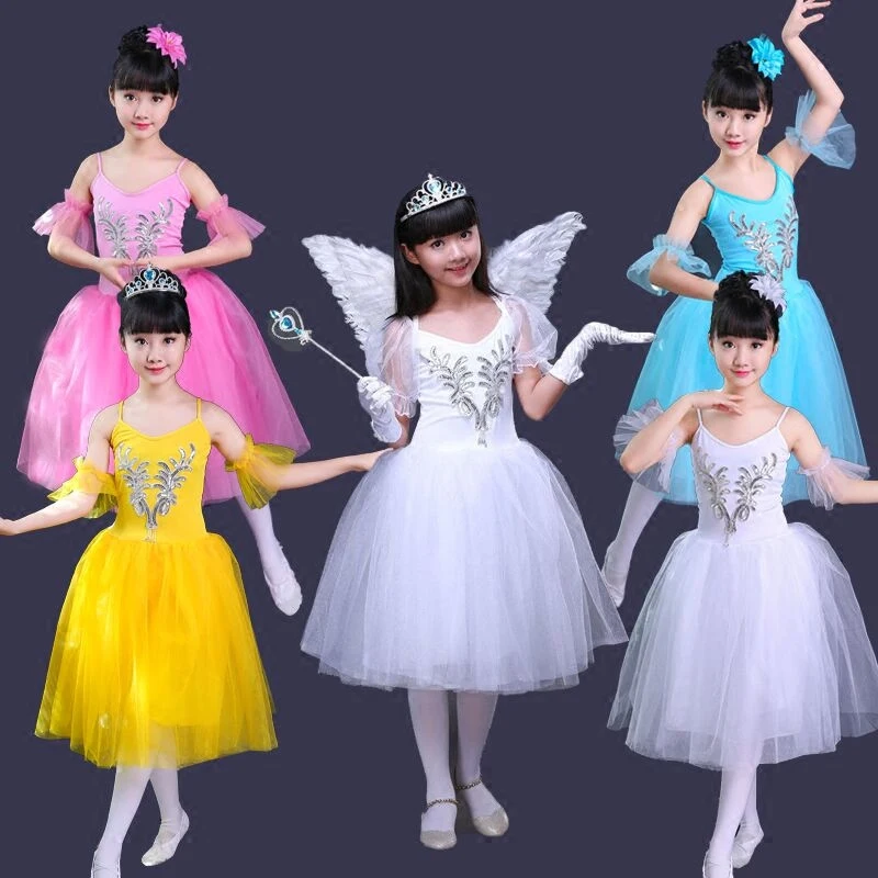 

Girls Ballet Skirt New Style White Girls White Swan Dance Ballet Skirt Costume Puff Skirt Stage Costume