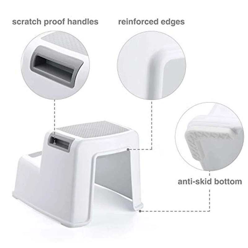 

Wide+2 Step Stool For Kids Toddler Stool For Toilet Potty Training Slip Resistant Soft Grip For Safe As Bathroom Potty Stool A