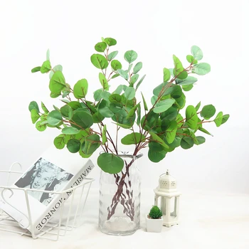 

INDIGO- 3pcs Green Eucalyptus Leaf Grass Long Size Dining-Table Decoration Artificial Plant Wedding Flower Party Free Shipping