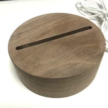 

USB LED Wooden Table Lamp Stand Household Nordic Style Portable Handmade Modern Simplicity Black Walnut Sticky Note Lamp Base