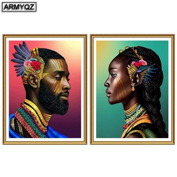 

ARMYQZ 2PCS Full Square 5D DIY Diamond embroidery Exotic Man and Women Diamond Painting Foreign Couple Cross Stitch Home Decor