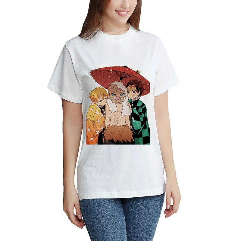 Kimetsu No Yaiba T-shirt Short Sleeve Men's And  Women's Tees Tops Kids Demon Slayer Oversized T Shirt DIY Photo Log Customized