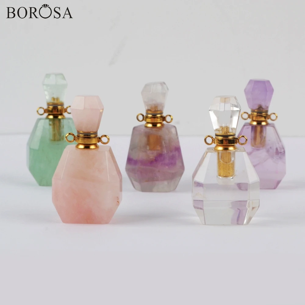 BOROSA 3 шт аметисты белый кварцевый парфюм Адаптер для установки на бутылку в золотом, мульти-виды натуральных камней духи украшение с бутылочкой WX1196