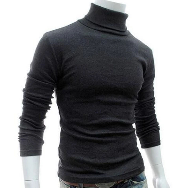 Men's Winter Warm Slim Sweaters Pullover Jumper High Neck Turtleneck Knit Solid Fashion Sweater Tops