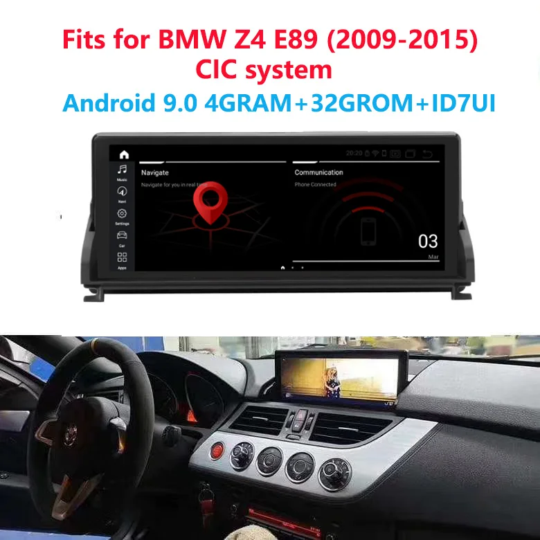 10.25\ Android 9.0 car radio multimedia GPS Navigation for BMW Z4 E89 CIC Px6 4G with upgraded black screen wi-Fi ID7 UI