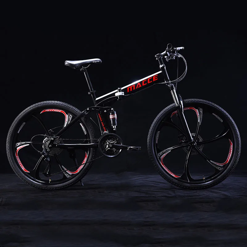 26 Inch Folding Mountain Bicycle 21Speed Double Shock Absorption Off-Road Variable Speed Ultimate Adult Student One-Wheeled Bike