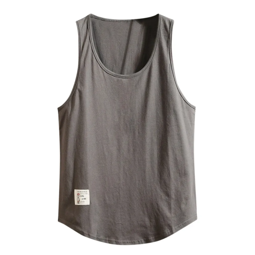 

JAYCOSIN Men Vest Solid Sleeveless Man tops Bodybuilding Round Neck Cotton Tank tops Casual Fitness Loose male blouse polyester