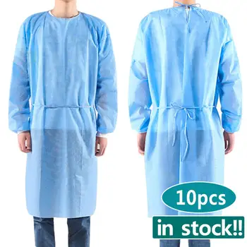 

10pcs/set Disposable Isolation Clothes Non-woven Security Protection Suit Disposable Bandage Coveralls Labour Suit in Stock!!