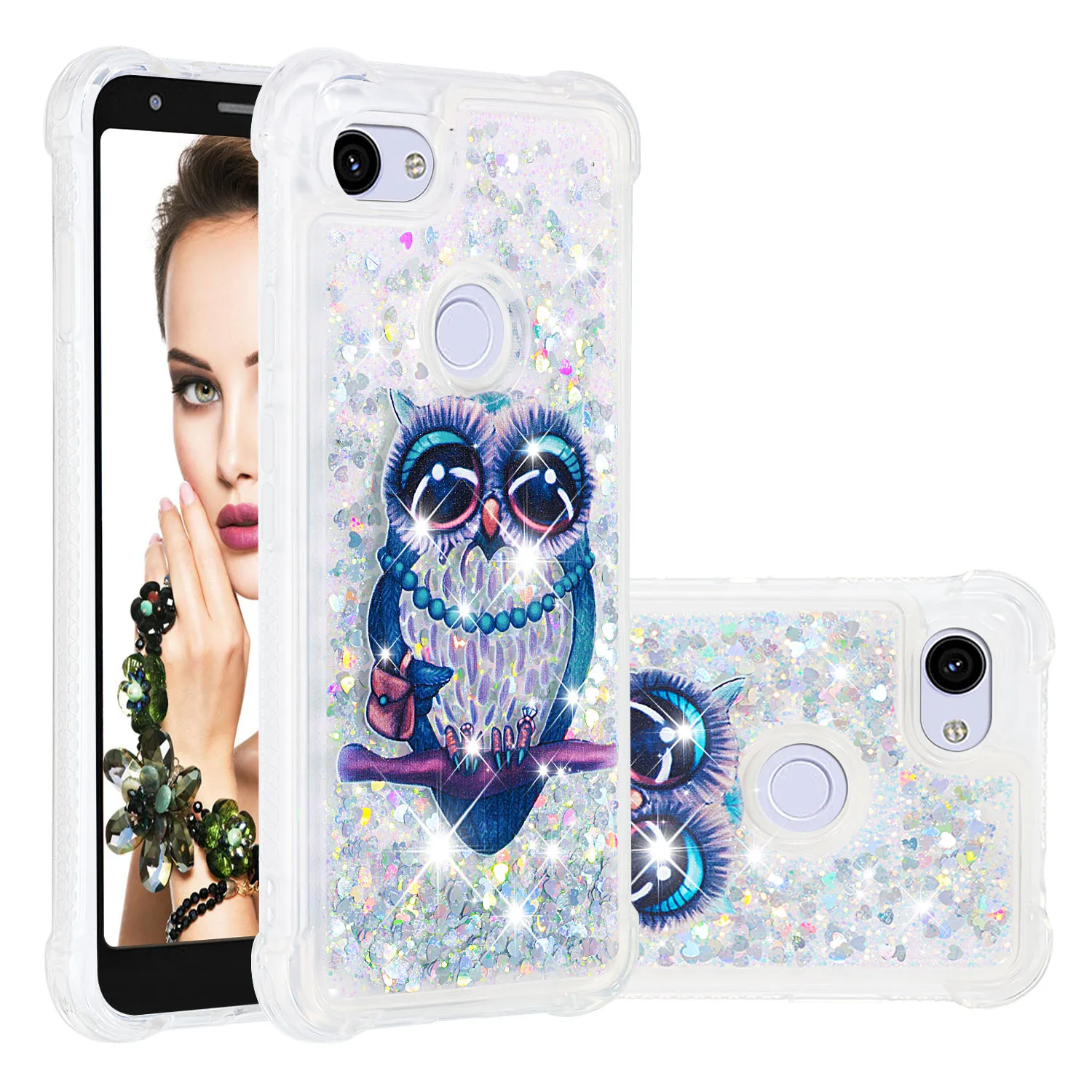 

Cute Bling Liquid Quicksand Phone Case For Google Pixel 3a XL 3a Case For Google Pixel 3 3 XL Glitter Soft TPU Bumper Back Cover