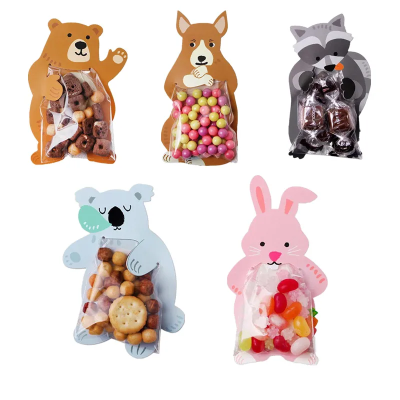 Животные 10 шт/партия детский душ день рождения милый подарок мешочки, мешочки для сладостей пакеты печенья медведь конфеты коробка поздравительные открытки популярный кролик