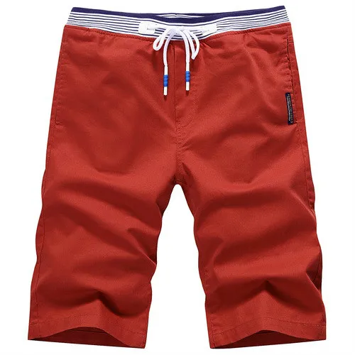 Модные шорты для молодых мужчин со средней талией, облегающие стильные мужские хлопковые шорты, большие размеры, M-4XL,, мужские шорты до колен - Цвет: Orange Red