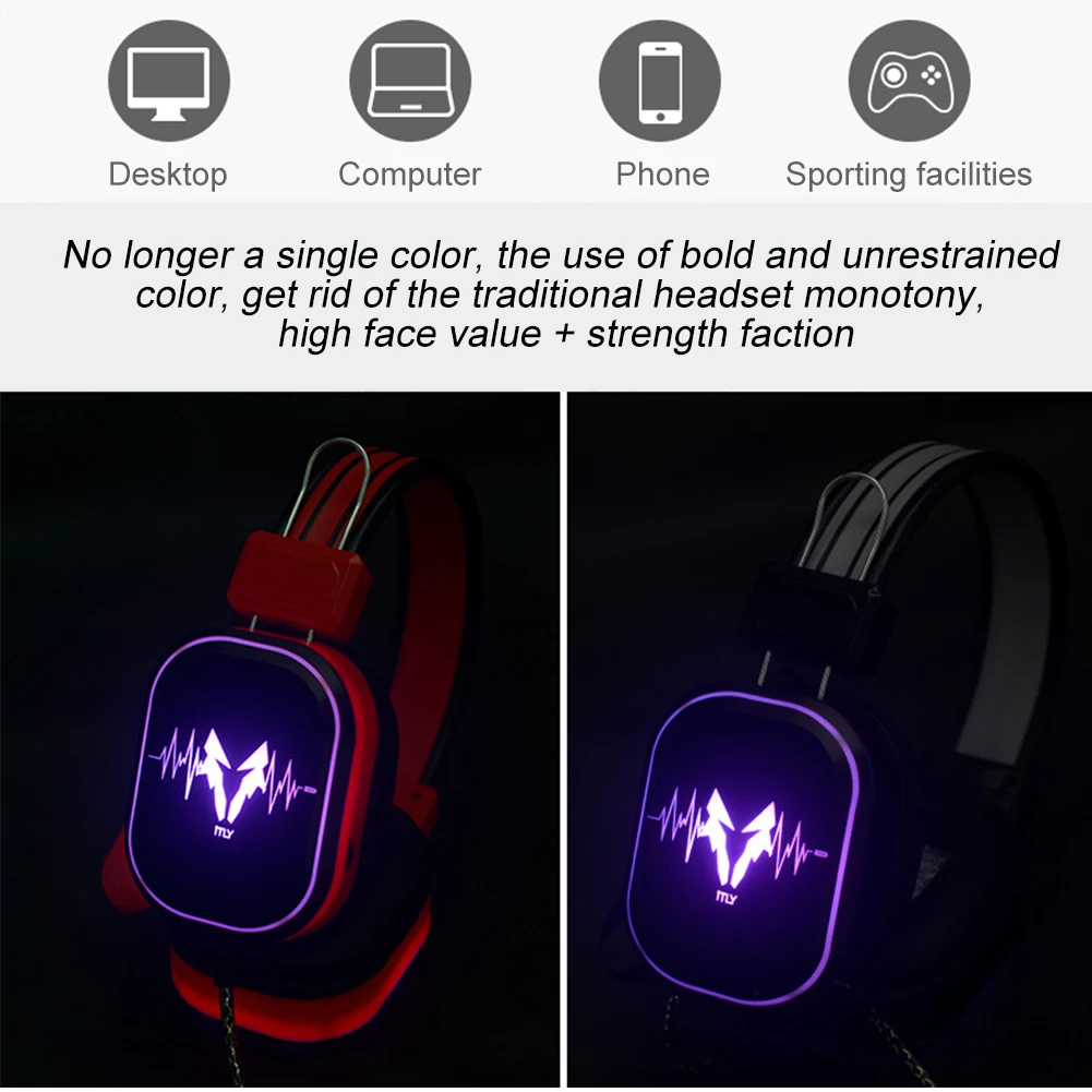 DS-100 комфортное освещение шумоподавление Игровые наушники USB проводные с микрофоном над ухом 7,1 звуковой канал Настольный музыкальный