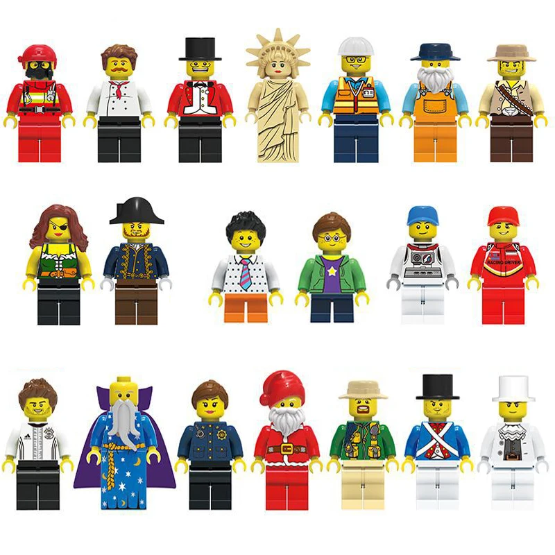 120pcs/lot Creative Mini Mixed Figures Building Blocks Bricks DIY Toys Police Soldier Occupations Mini People For Kid Child Gift