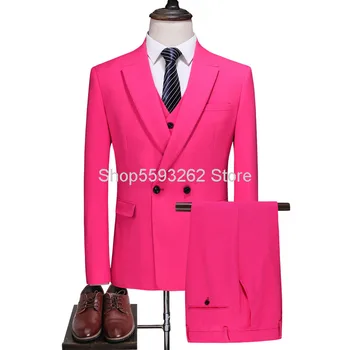 

Suit Men Suit Suit Three-piece Set Slim Fit Groom Marriage Dress Best Man Pack Leisure Suit 6712