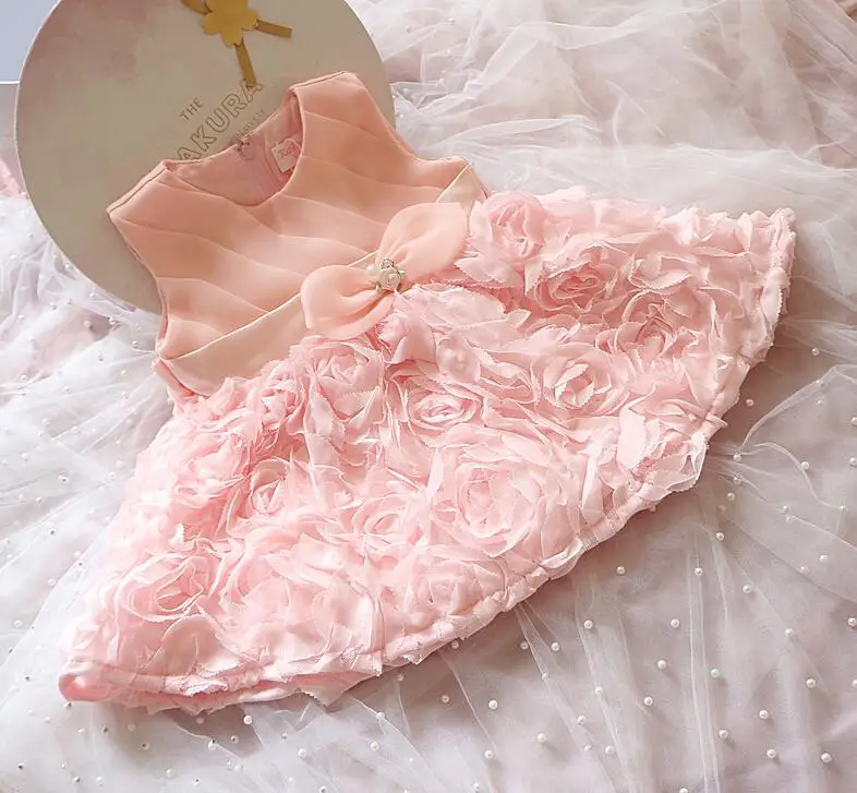 only dress 2 шт. для маленьких девочек платье принцессы розовое кружевное платье для младенцев; платья для крестин, свадьбы, 1-й платье на день рождения Pageant Вечерние Платье для крещения официальная одежда - Цвет: only dress