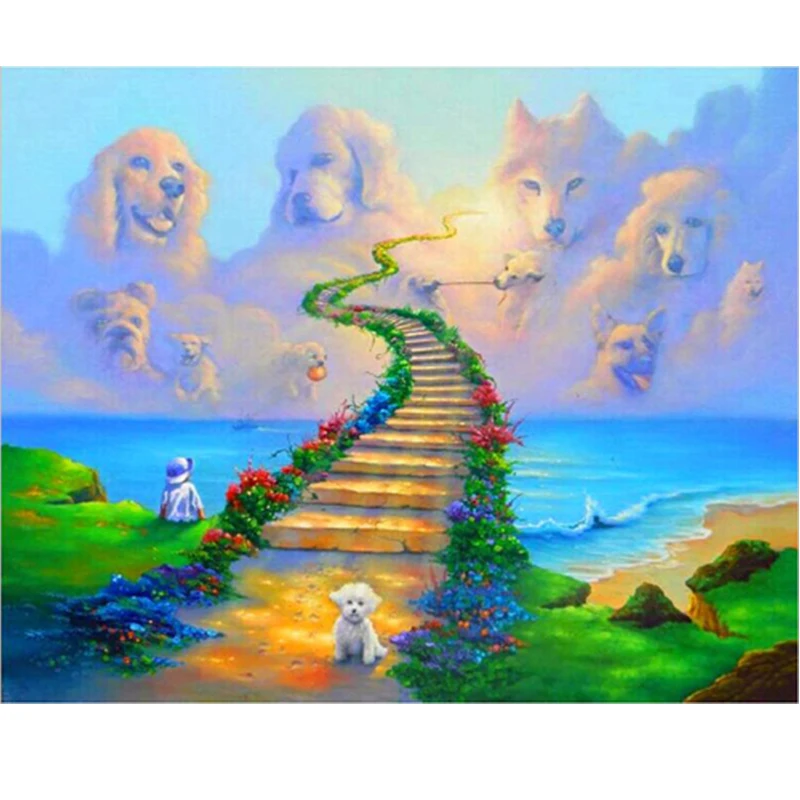 full drill square 5d daimond painting Paradise dog diamond embroidery sale mosaic layout rhinestone pictures | Дом и сад