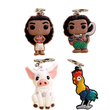 

1 Pcs Cute Maui Chick Spotted Pig Key Chains Action Figures PVC Model Keychain Keyrings for Girls Kids Toys Gift