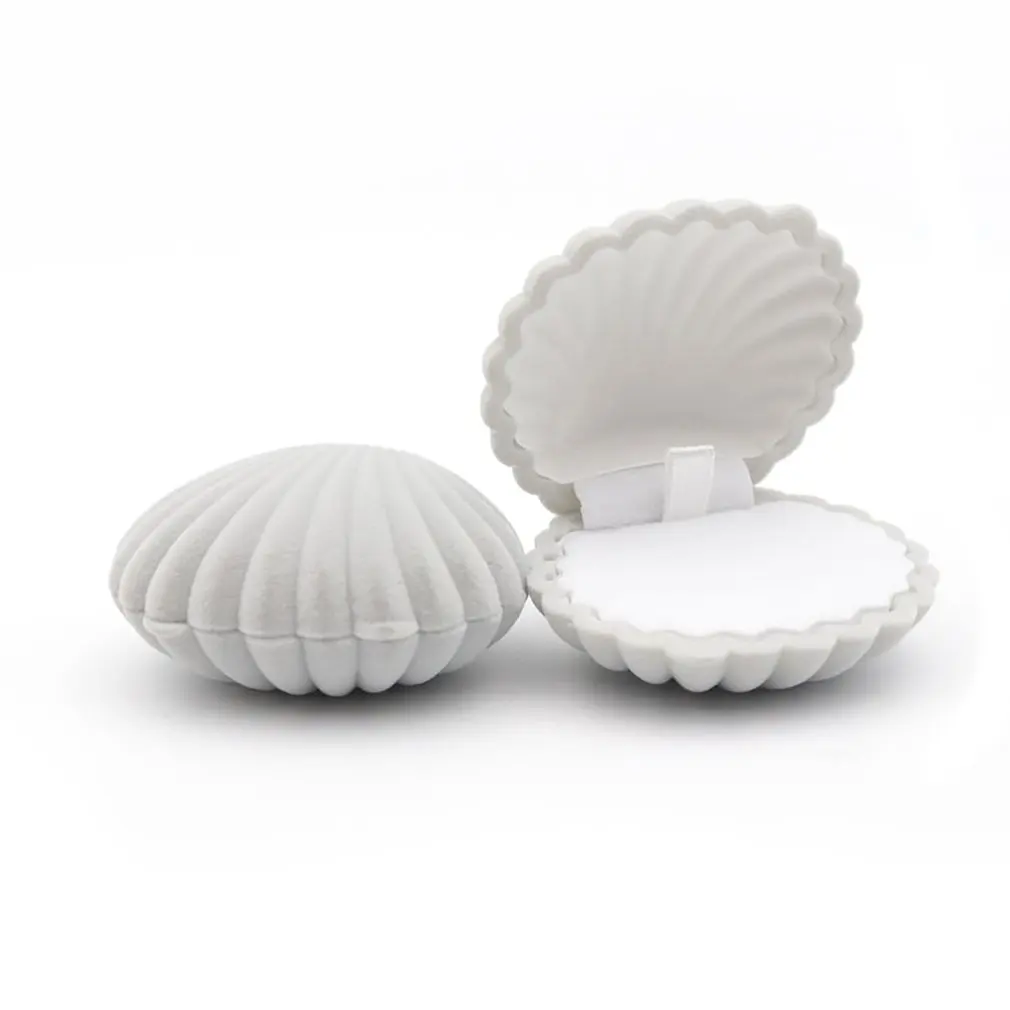 1PC Mini Shell Shape Lovely Velvet Wedding Engagement Ring Box For Earrings Necklace Bracelet Jewelry Display Gift Box Holder