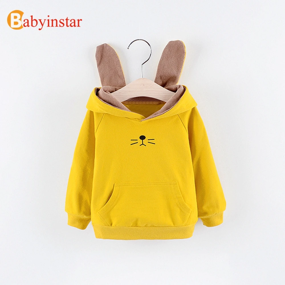 Babyinstar/Детское пальто с героями мультфильмов для девочек; коллекция года; сезон весна-осень; милая куртка с длинными рукавами и принтом; детская одежда; топы с капюшоном для девочек