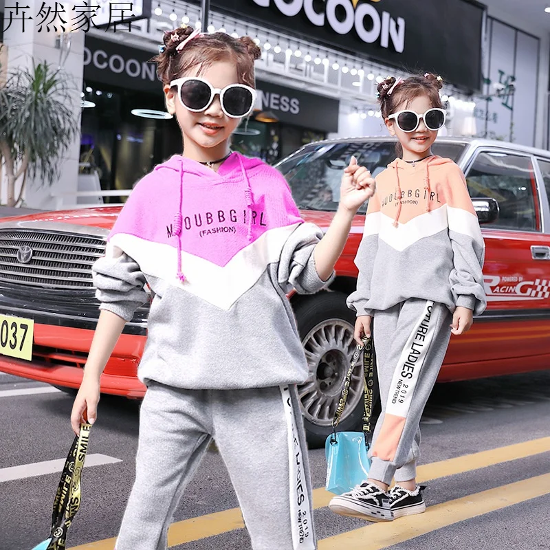

Girls Hoodies Clothes Set 10 12 years Tracksuits 2 pieces Knitted Kids Sports Suit Spring Fall Teenage Outerwear