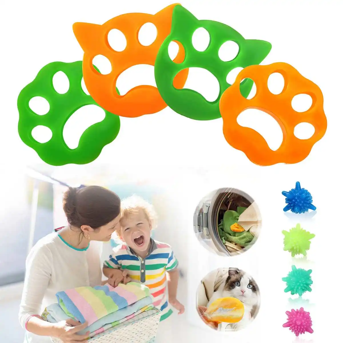 8pcs Fur Brush Pet Hair Remover Laundry Hair Catcher Remover Cleaning