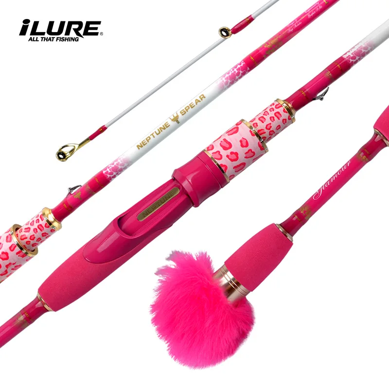 Ilure Pink Fishing Rod 6''/6''6Travel Women Girls Birthday Gifts