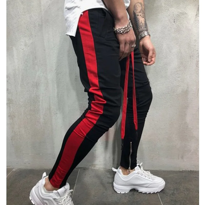 Fashion New Streetwear Sweatpants For Men Causal Sportswear Pants Black White Trendy Men's Hip Hop Sweatpants Trousers S-3X - Цвет: Black and Red