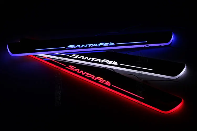 Отличный 2 шт отличный автомобильный стиль Led движущиеся двери потертости, педаль автомобиля, Накладка на порог подсветка для ступеней для hyundai SantaFe 2005-2009